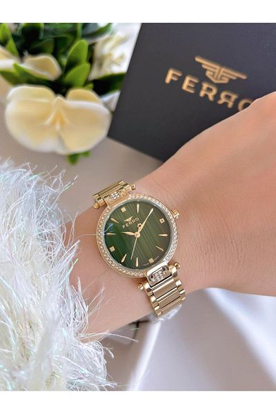 FERRO 3 Atm Water Resistant Ion Coated Women's Wristwatch and Bracelet Set - Efl40131-B