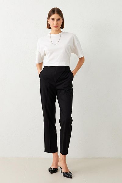 Setre Pantaloni negri asimetrici cu talie elastică