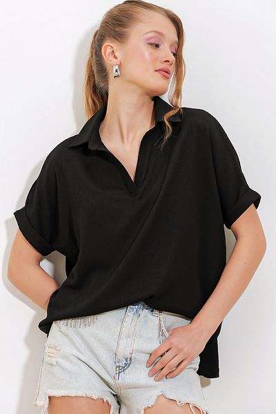 Bigdart Γυναικεία Πλεκτή Μπλούζα με γιακά Πόλο Oversize 0486