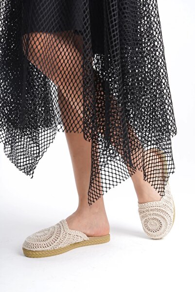 Moda Değirmeni Women's Lace Knit Slippers