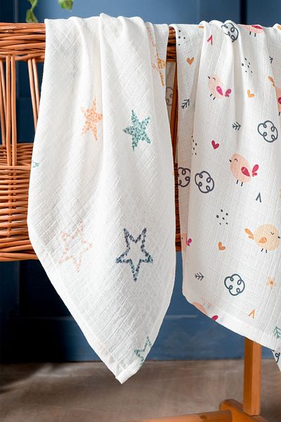 Kanz Birdly 3 Piece Set - Multi-Purpose Baby Muslin Blanket