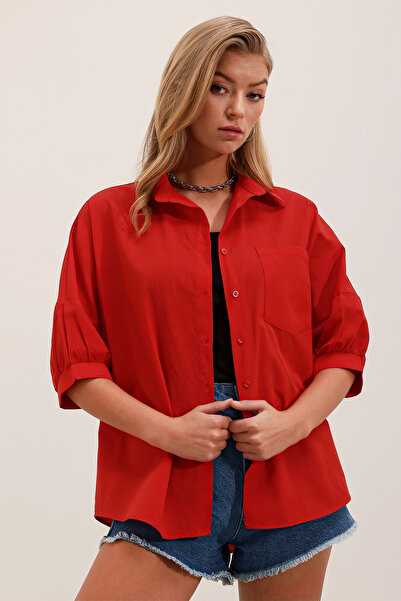 Bigdart 20213 Oversize rövid ujjú alap ing - piros