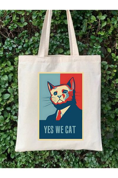 Cemira Yes We Cat Design Tote Bag Geantă de stofa