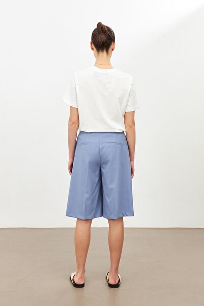 Setre Mavi Rahat Kesim Bel Detaylı Şort