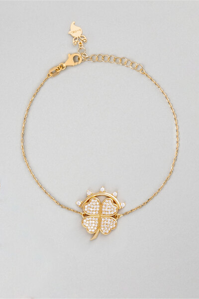 So CHIC... Şans Güneşi 18 Ayar Sarı Altın Kaplama 19 Cm Gümüş Minimal Bileklik