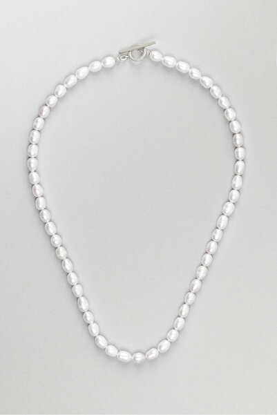 So CHIC... Beyaz İnci 18 Ayar Beyaz Altın Kaplama 41 Cm Gümüş İnci Kolye