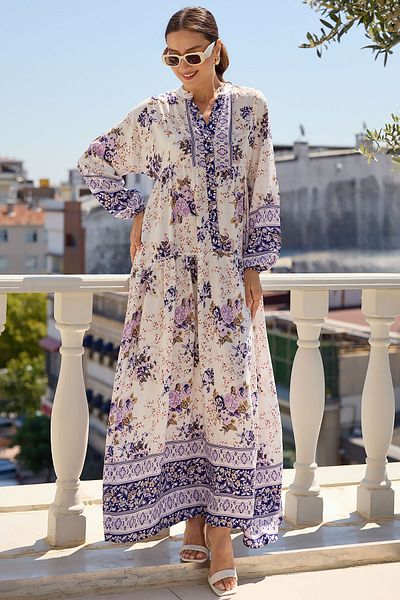 Bigdart 2423 Authentic Patterned Dress - Purple