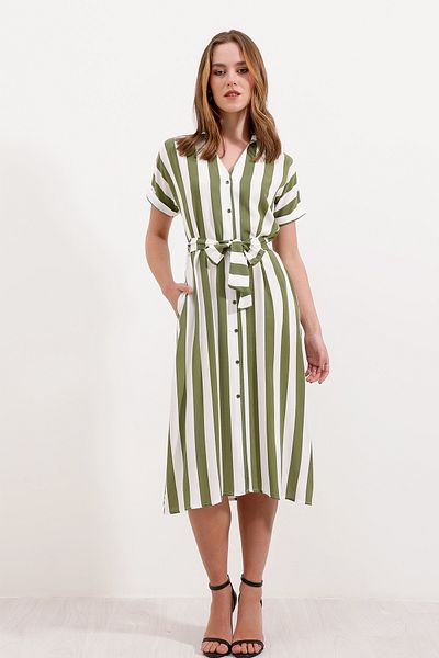 Bigdart 2456 Striped Shirt Dress - Çağla