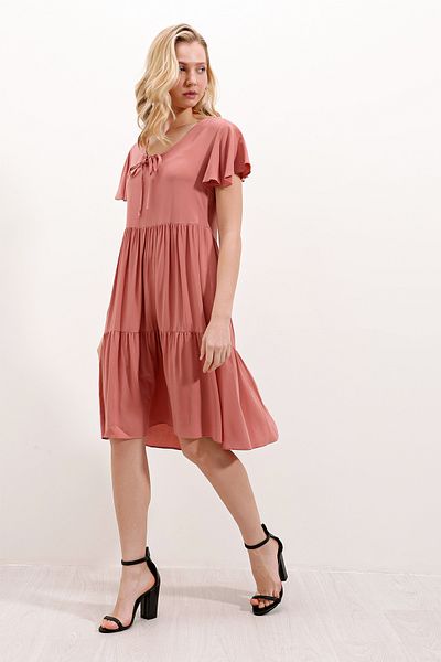 Bigdart 2352 V-Neck Short Dress - D.Dried Rose