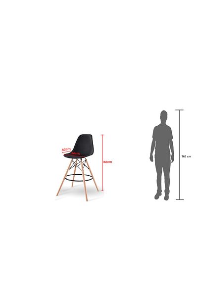Mahmayi Ultimate Eames Style DSW Bar Stool Set of 2-Black
