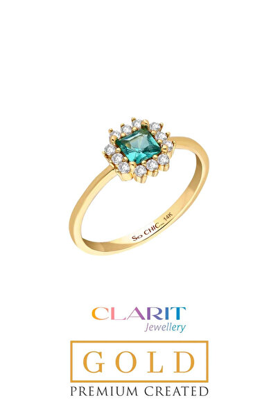 So CHIC... Created Paraiba Taşlı Clarit Serisi 14 Ayar Sarı Altın Yüzük