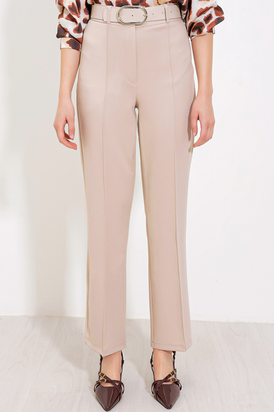 Bigdart Kadın Bej Yüksek Bel Kumaş Pantolon 6584