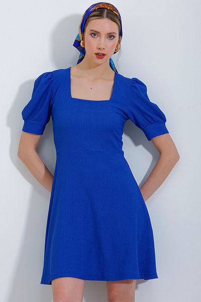 Bigdart Rochie mini tricotată cu guler pătrat Saks pentru damă