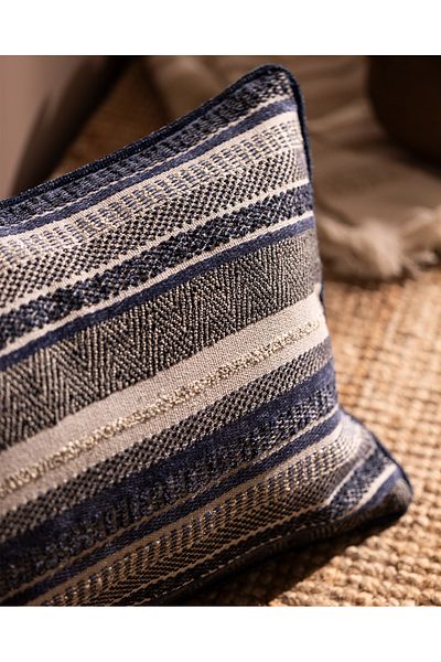 Madame Coco Allons Throw Pillow Cover - Navy/Beige - 35X55 cm
