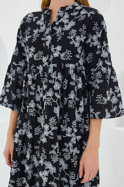 Bigdart 2469 Keten Elbise - D. Siyah