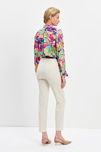 Setre Açık Bej Dar Kesim Cep Detaylı Pantolon