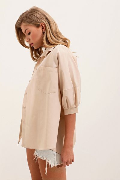 Bigdart 20213 Oversize Short Sleeve Basic Shirt - Cream