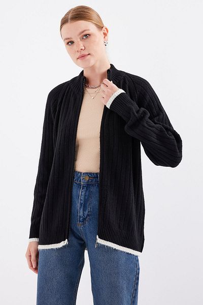 Bigdart 15863 Strickjacke mit Reißverschluss - Schwarz