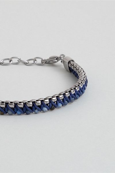 So CHIC... 22 cm Steel Men's Bracelet with Lapis Stone Detail