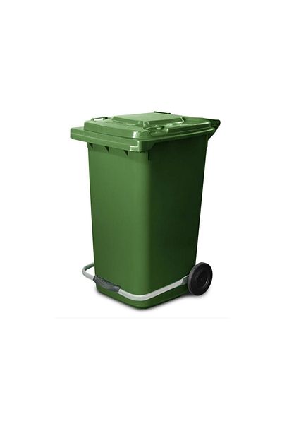 MCK Plus Green Plastic Metal Pedal Garbage Container 240 Liter Container - Heat Resistant Material - Green