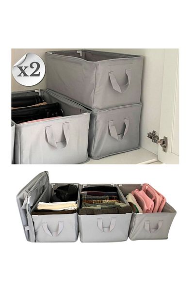 Sertil 2 Pieces 45X30X20 Large Steel Frame Cabinet Interior Shelf Organizer Foldable Clothing Organizer
