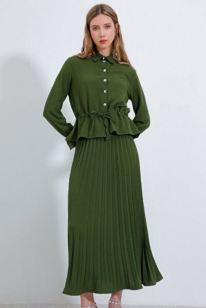 Bigdart 8017 Model khaki skládaná sukně a top