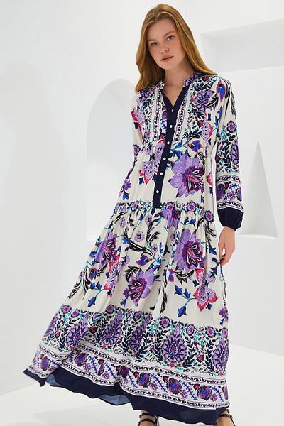 Bigdart Marineblaues und lila Viskose-Hijab-Kleid für Damen 2423