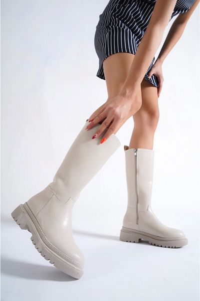 Moda Değirmeni Skin Skin Γυναικείες Μπότες με φερμουάρ