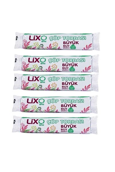 onixe Large Size Garbage Bag 65 x 80 cm 10 Pieces Roll x 5 Pack = 50 Pieces (Blue)