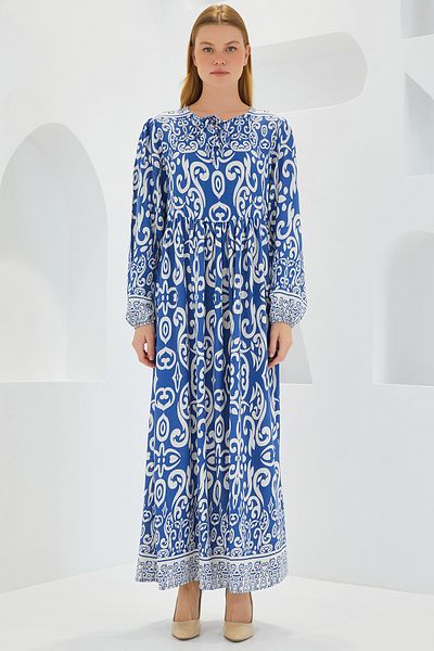 Bigdart Model 1947 Rochie lunga din vascoza - Model Indigo Ecru