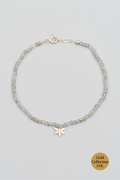 So CHIC... Çiçek Figürlü Labradorit Taşlı 14 Ayar Altın Bileklik