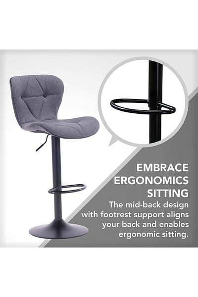 Mahmayi C866 Grey Bar Stool with Adjustable Height - Grey