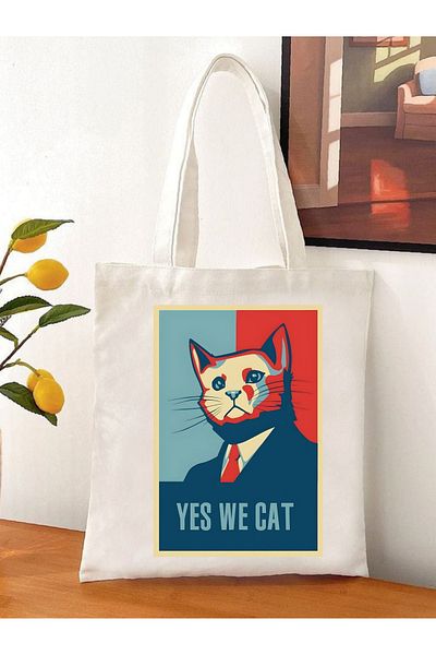 Cemira Yes We Cat Design Tote Bag Geantă de stofa