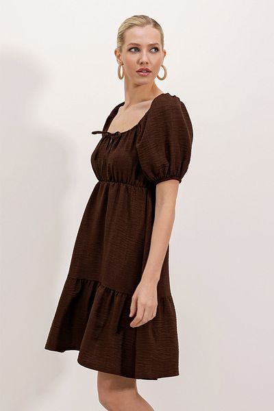 Bigdart 2351 Rochie din poplin evazat - Maro