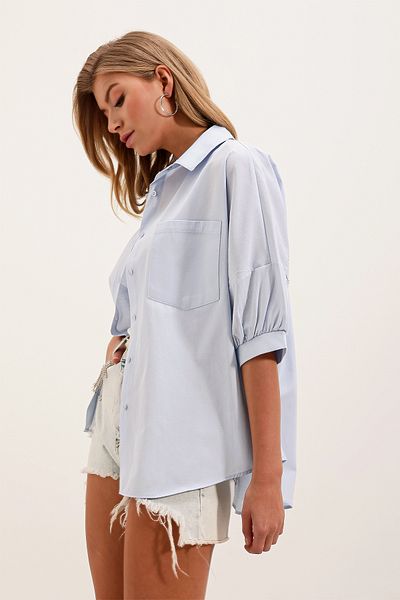 Bigdart 20213 Oversize Short Sleeve Basic Shirt - Baby Blue