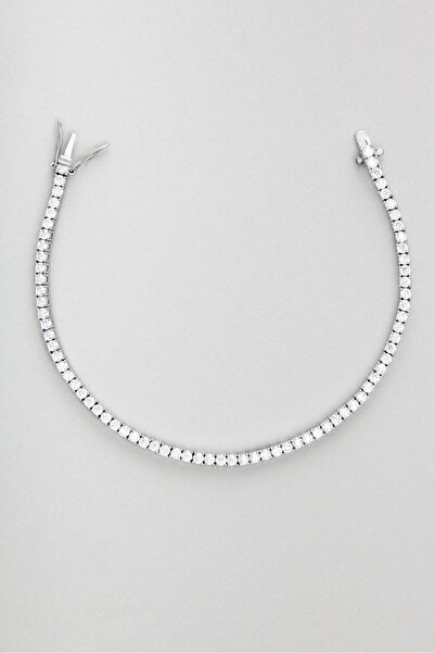 So CHIC... So CHIC... Zirkon Taşlı 18 Ayar Beyaz Altın Kaplama Gümüş Su Yolu Bileklik