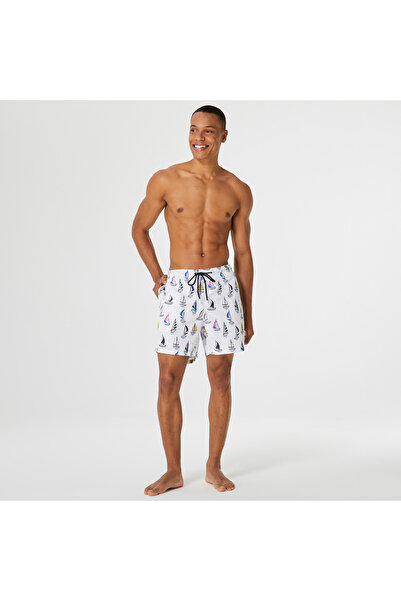 Nautica Standart Fit Erkek Beyaz Şort Mayo