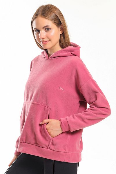 Slazenger Casual Fleece Kangaroo Pocket Sports Sweatshirt Women Rose Pink