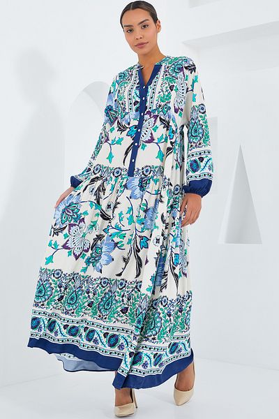 Bigdart Damen-Hijab-Kleid aus Viskose in Marineblau und Grün – 2423