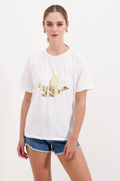 Bigdart 4317 Tricou imprimat cu gât crew - Galben auriu