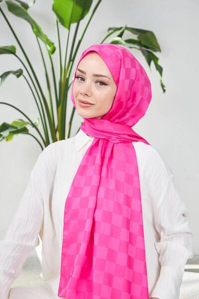 İpekhan Νέο μοτίβο σκακιέρας μεταξένιο ζακάρ σάλι φούξια 9007-03