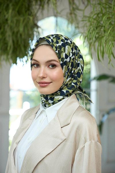 İpekhan Μαλακό κασκόλ Khaki Navy Blue Summer Sparkle Collection - 1185-06