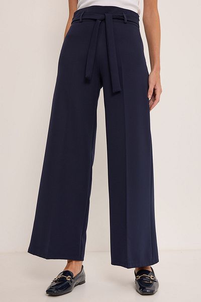 Bigdart Γυναικείο παντελόνι Palazzo με φαρδιά ζώνη Navy Blue 6651