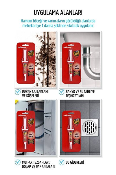 Ünver Tarım Chrysamed Fibron Gel 5 Gr. Böcek Ilacı Hamam Böceği Ve Karınca Mücadelesinde Etkili