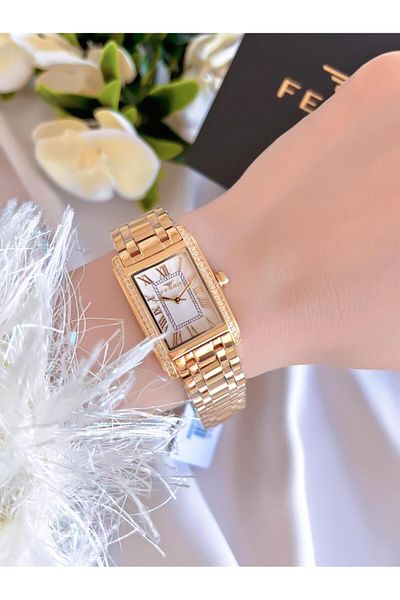 FERRO 3 Atm Water Resistant Steel Cord Ion Coated Women's Wristwatch and Bracelet Set - Bfl43005-B