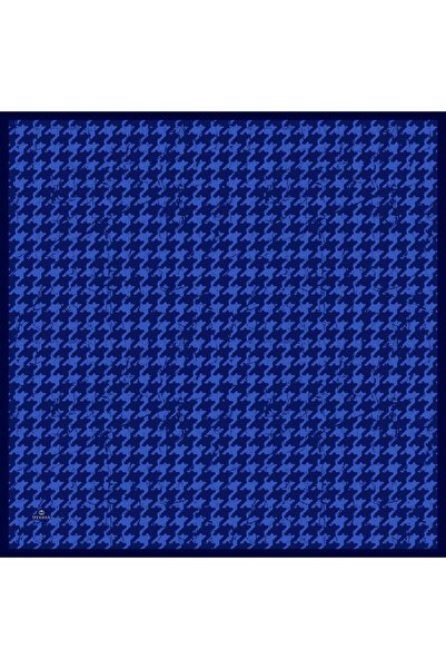 İpekhan Μαλακό κασκόλ Aura Houndstooth Navy Blue 1155-03