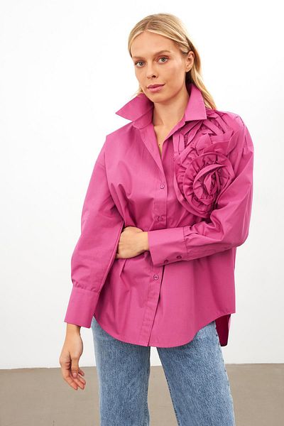 Setre Dusty Rose Detailed Long Sleeve Oversize Shirt