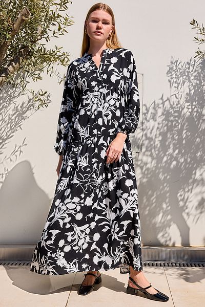 Bigdart Viscose Hijab Dress - Black and White Women's 2423