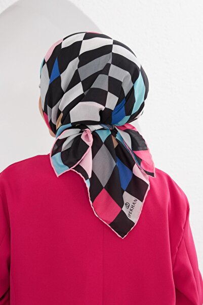 İpekhan Relax Geometric Ala Soft Scarf Powder Pink 1139-09