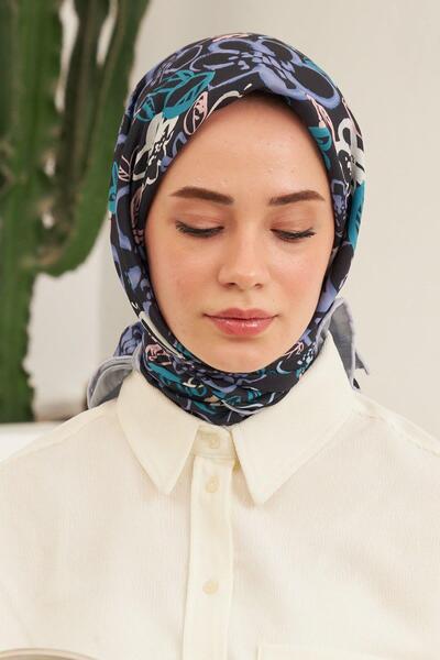 İpekhan Μοντέλο παστέλ Navy Blue βαμβακερό κασκόλ βισκόζης